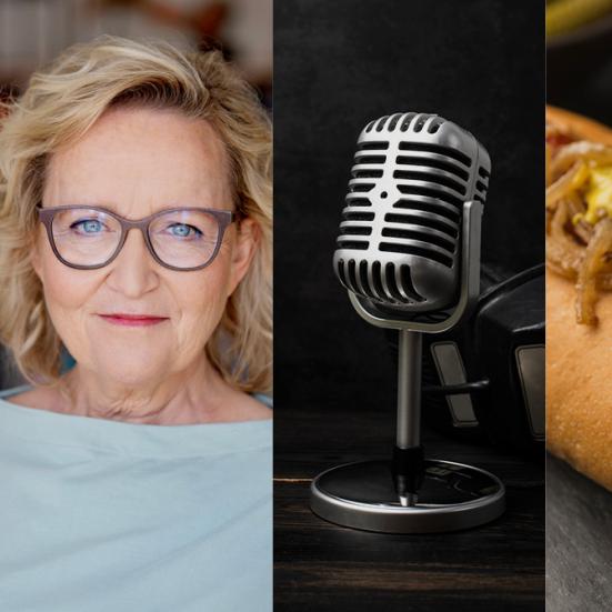 Tine Gøtzsche, gammel mikrofon og en hotdog