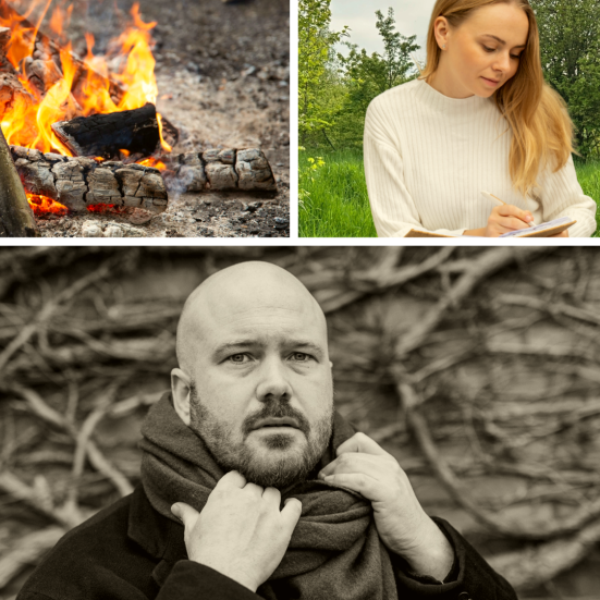 Mads Mygind, bål og ung piger, der skriver