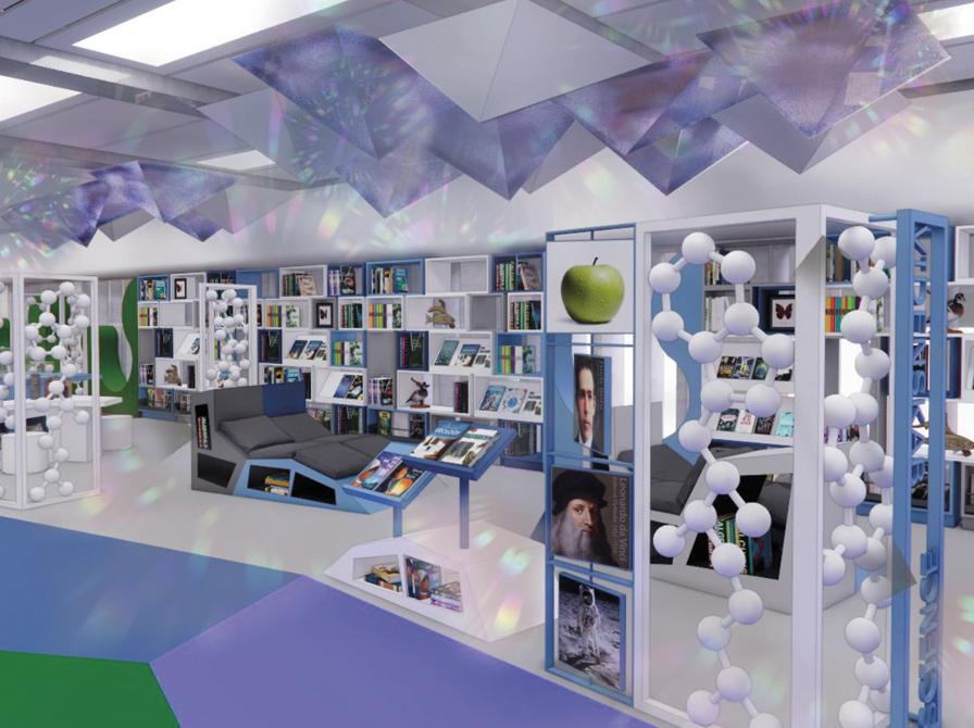 Tegning af det nye børnebibliotek på Randers Bibliotek