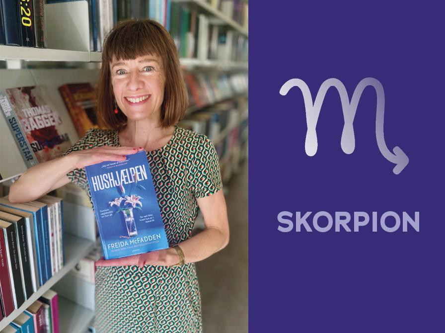 Stjernetegnet Skorpion og Louise med bog
