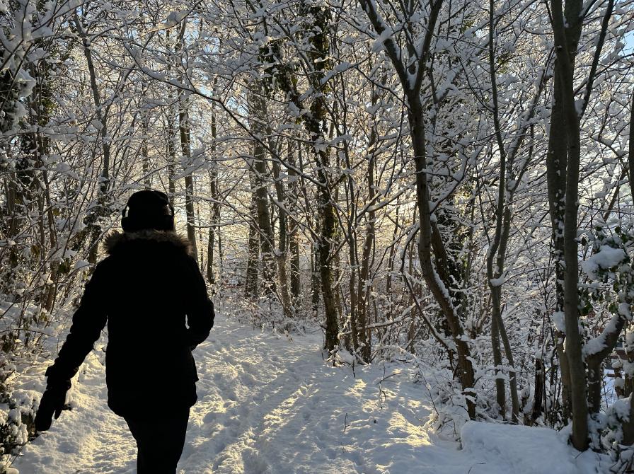 person der lytter i sne