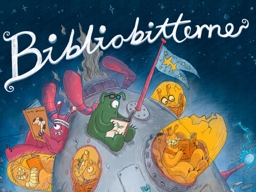 Bibliobitterne tegning af sjove skabninger der læser.